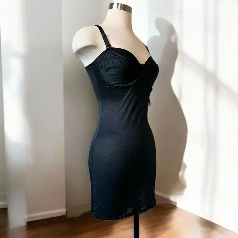 Vintage Bodyslimmers Shapewear Satin Mini Dress Nightgown Slip 34D - Picture 2 of 6